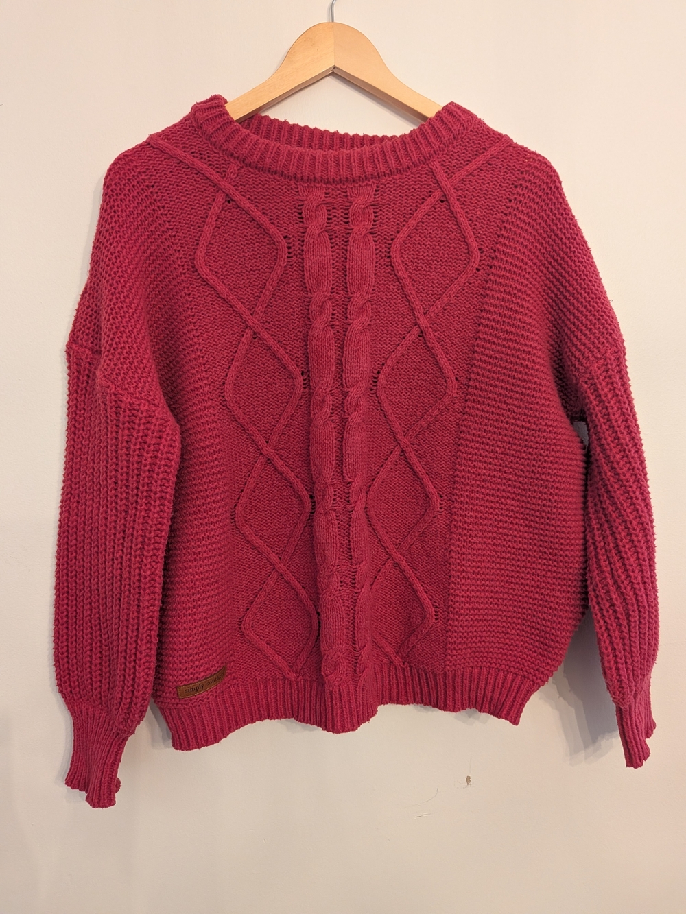 Simply Southern Women’s Cable Knit Sweater - Raspberry Pink